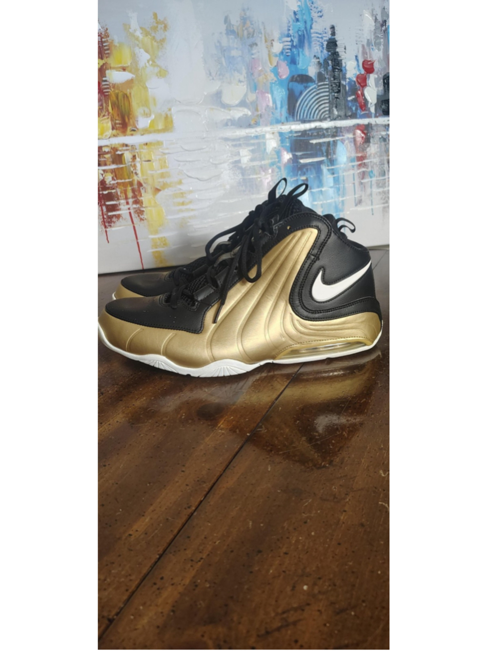 Nike Air Max Shoes Mens Size 11.5 Black Gold Mid Top Sneakers AV8061-003